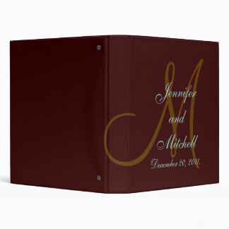 Wedding Monogram Chocolate Planner Keepsake Binder