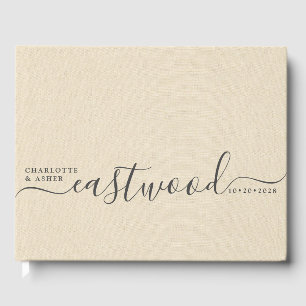 Wedding Monogram Cream Wedding Guest Book