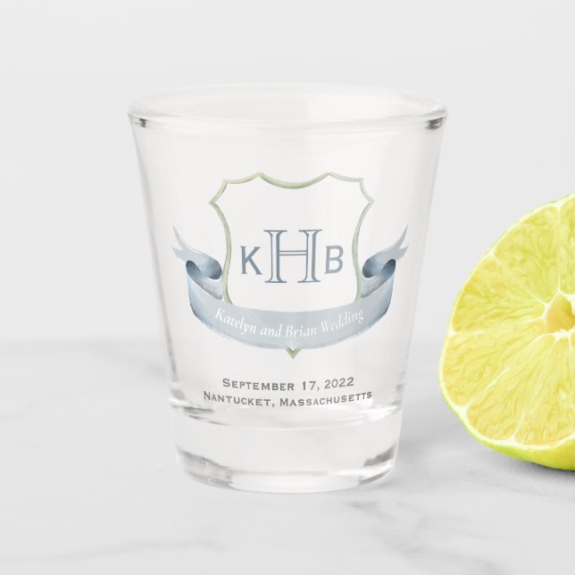 Wedding Monogram Crest Logo  Glass (Front)