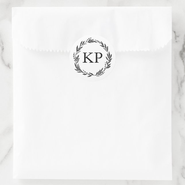 Wedding Monogram Custom Wreath Harvest Classic Round Sticker (Bag)