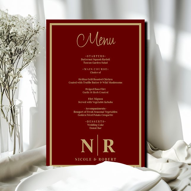 Wedding Monogram Customized Rehearsal Dinner Menu (Creator Uploaded)