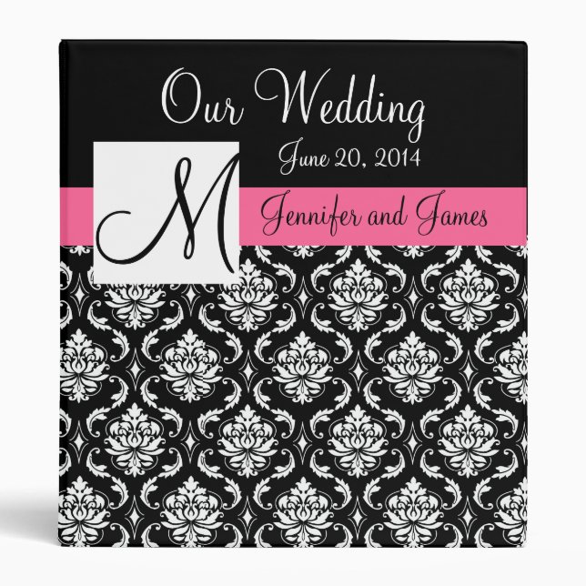 Wedding Monogram Damask Planner Binders (Front)