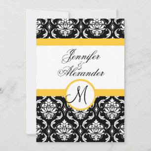Wedding Monogram Damask YellowInvitation Front Invitation