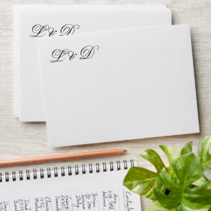 Wedding Monogram Elegant Black White  Envelope