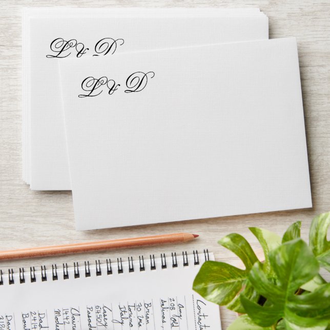 Wedding Monogram Elegant Black White  Envelope (Stacked)