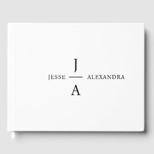 Wedding Monogram Elegant Minimal Stylish White Guest Book