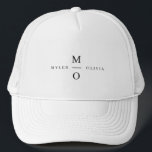 Wedding Monogram Elegant Minimalist Simple White Trucker Hat<br><div class="desc">A minimalist monogram wedding design with elegant typography in black on a simple white background. The text can easily be personalized for your special day!</div>