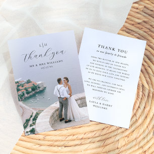Wedding Monogram   Elegant & Modern Script Photo Thank You Card
