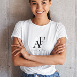 Wedding Monogram Elegant Simple Minimalist<br><div class="desc">A simple wedding monogram t-shirt with classic traditional typography in black in an elegant style. The text can be easily be customized with your names for the perfectly personalized design!</div>