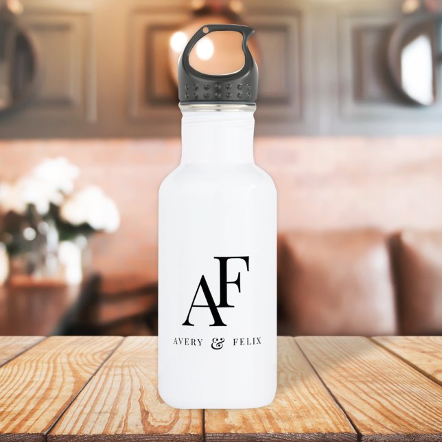Wedding Monogram Elegant Simple Minimalist 532 Ml Water Bottle (Creator Uploaded)