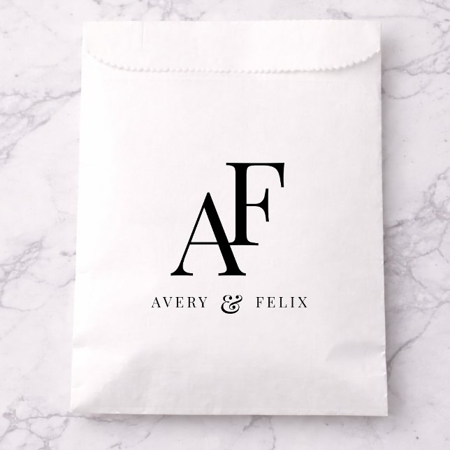 Wedding Monogram Elegant Simple Minimalist Favour Bag (Creator Uploaded)