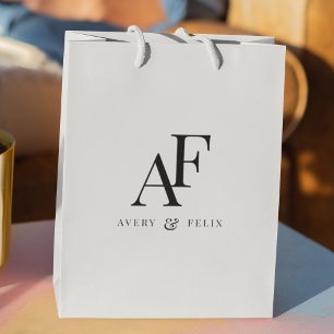 Wedding Monogram Elegant Simple Minimalist Medium Gift Bag