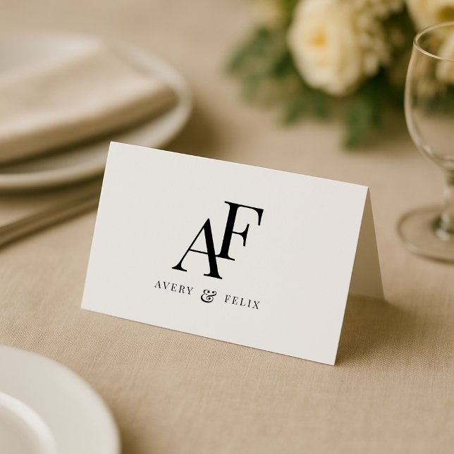 Wedding Monogram Elegant Simple Minimalist Place Card (Creator Uploaded)