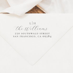 Wedding Monogram Family Name & Return Address Self-inking Stamp