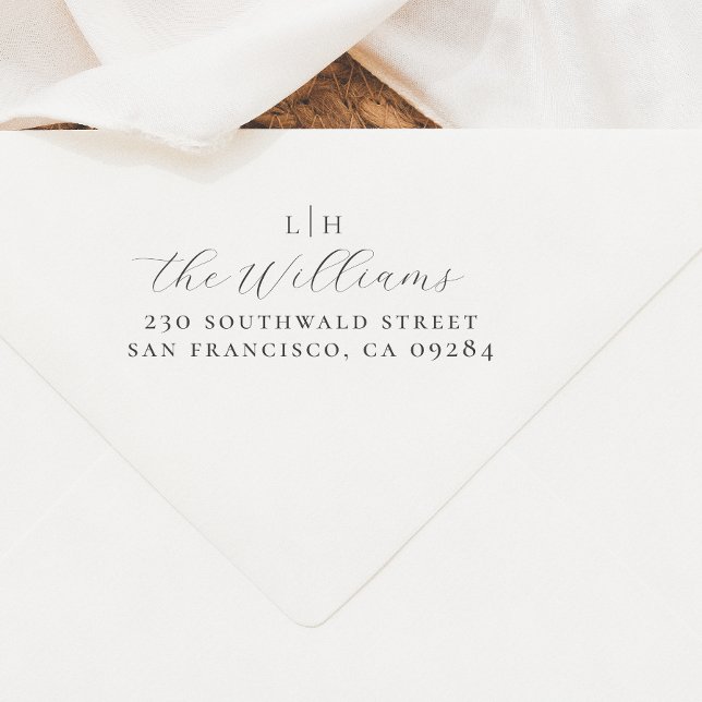 Wedding Monogram | Family Name & Return Address Self-inking Stamp (Rubber Stamp Mock-up)