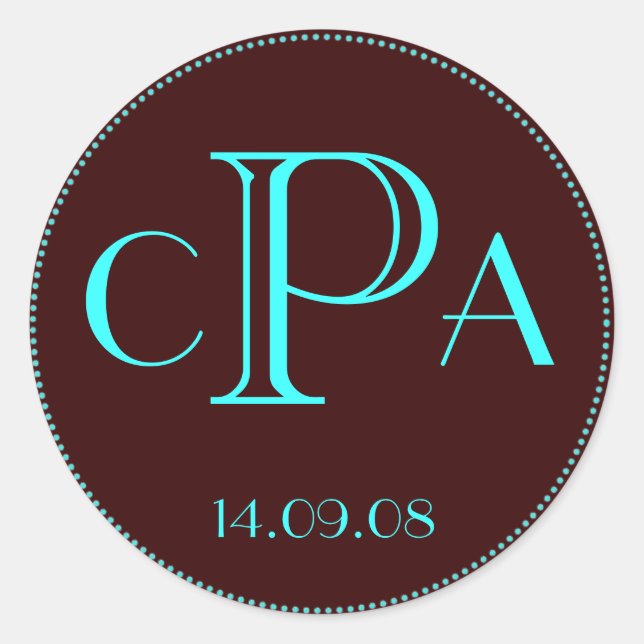 Wedding monogram favour sticker tag label (Front)