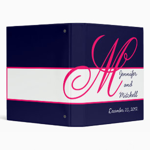 Wedding Monogram Fuchsia Navy Keepsake Planner Binder