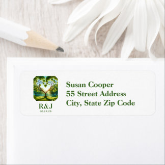 Wedding Monogram Green Return Address Label