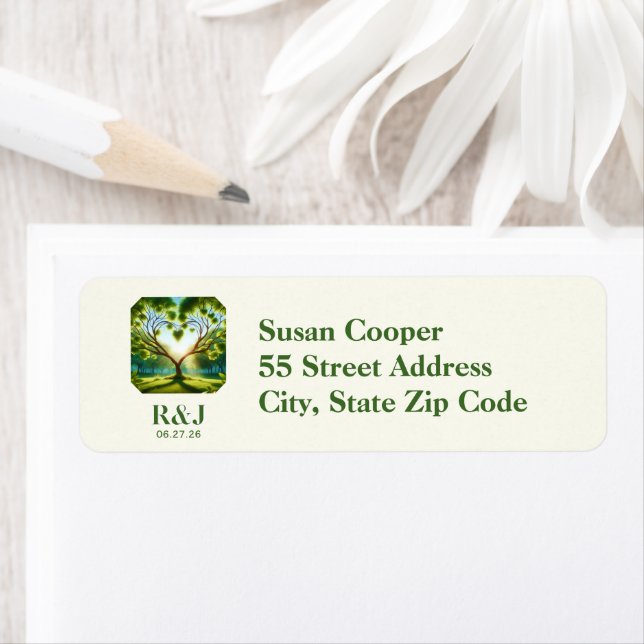 Wedding Monogram Green Return Address Label (Insitu)