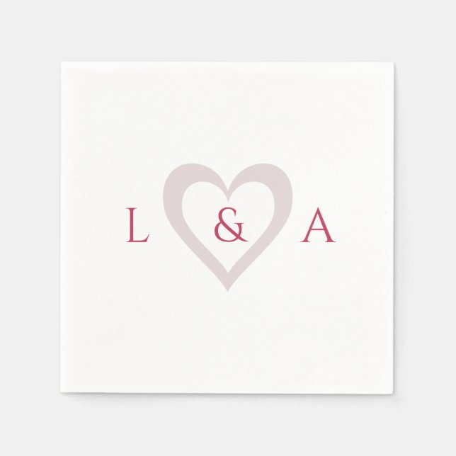 Wedding Monogram Heart 2 Initials Napkin (Front)