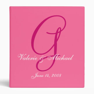 Wedding Monogram Hot Pink Planner Keepsake Binder