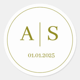 Wedding Monogram Initials Stickers, Personalised  Classic Round Sticker