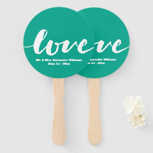 Wedding Monogram Love Modern Handwriting Hand Fan