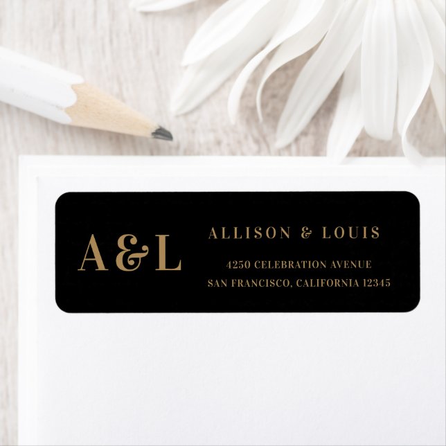 Wedding Monogram Minimalist Black Gold (Insitu)