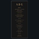 Wedding Monogram Minimalist Black Gold Menu<br><div class="desc">A minimalist wedding monogram design collection of products with classic traditional typography in gold. The perfectly custom design for your special day!</div>
