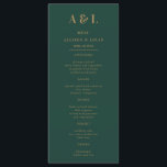 Wedding Monogram Minimalist Emerald Green Gold Menu<br><div class="desc">A minimalist wedding monogram design collection of products with classic traditional typography in gold. The perfectly custom design for your special day!</div>