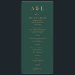 Wedding Monogram Minimalist Emerald Green Gold Menu<br><div class="desc">A minimalist wedding monogram design collection of products with classic traditional typography in gold. The perfectly custom design for your special day!</div>