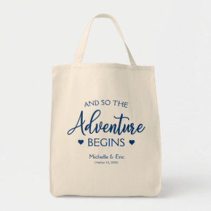 Wedding Monogram Minimalist Simple Elegant Navy Tote Bag