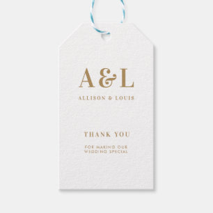 Wedding Monogram Minimalist White Gold Gift Tags