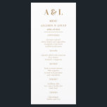 Wedding Monogram Minimalist White Gold Menu<br><div class="desc">A minimalist wedding monogram design collection of products with classic traditional typography in gold. The perfectly custom design for your special day!</div>