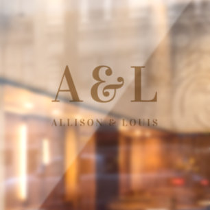 Wedding Monogram Minimalist White Gold Window Cling