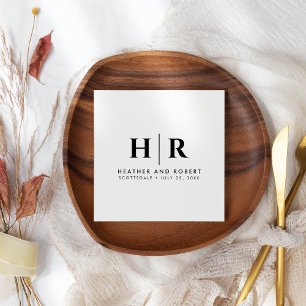 Wedding Monogram Modern Custom Bride and Groom Napkin