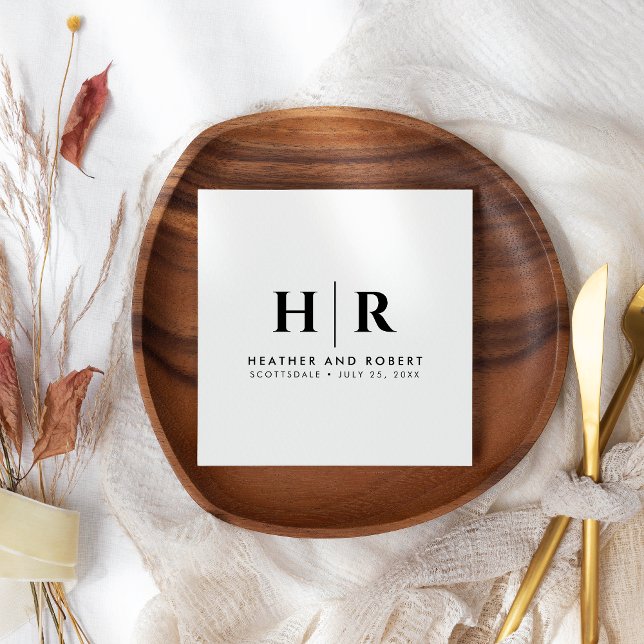 Wedding Monogram Modern Custom Bride and Groom Napkin (Creator Uploaded)
