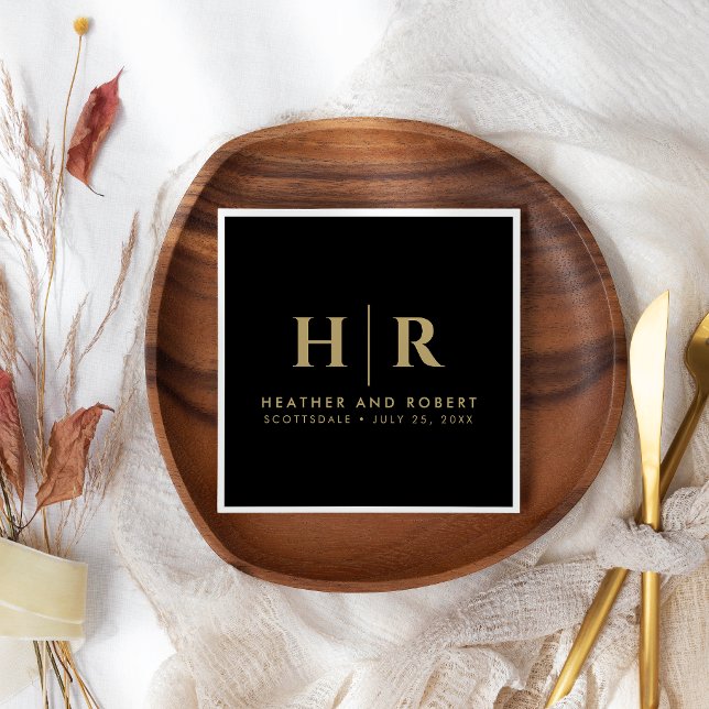 Wedding Monogram Modern Custom Bride and Groom Napkin (Creator Uploaded)