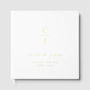 Wedding Monogram Modern Minimal Black White Guest Book