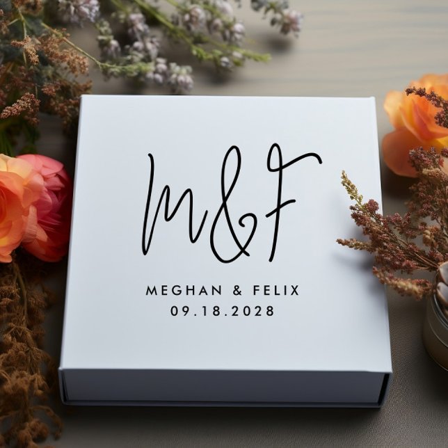 Wedding Monogram Modern Script Names Rubber Stamp (Creator Uploaded)