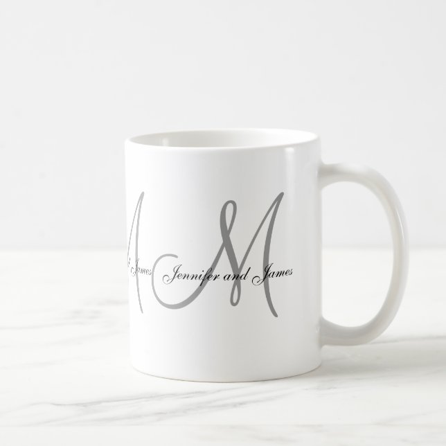 Wedding Monogram & Names Gift  Favour Mug (Right)