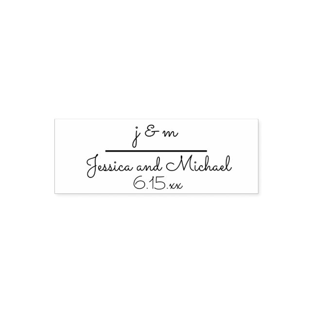 Wedding Monogram Names Initials Date Self-inking Stamp (Design)