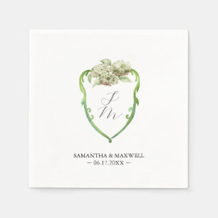 Wedding Monogram Napkins Green Hydrangea