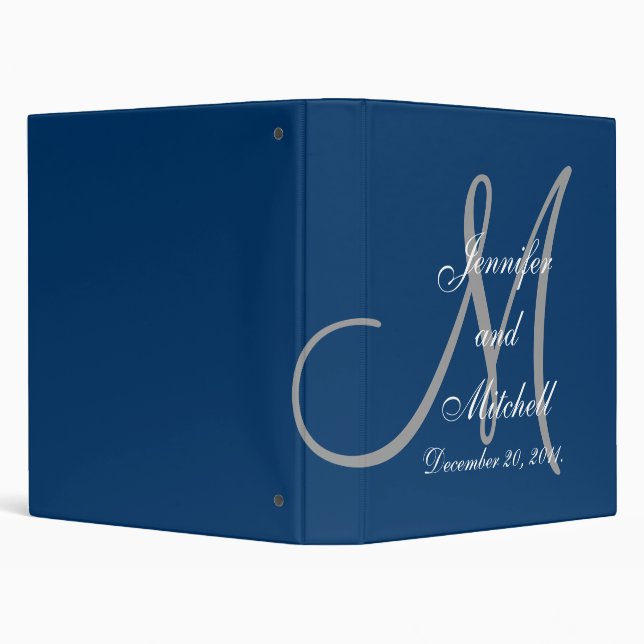 Wedding Monogram Navy Planner Keepsake Binder (Background)