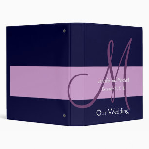 Wedding Monogram Navy Purple Planner Photo Binder