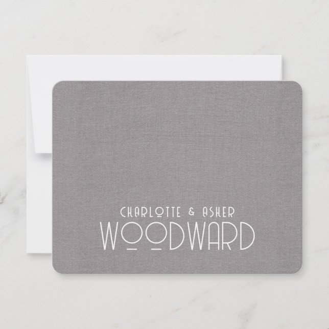Wedding Monogram Newlyweds Grey Embossed Linen   Card (Front)