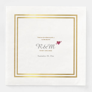 wedding monogram on white dinner napkin