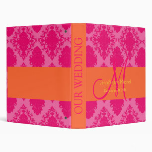 Wedding Monogram Orange Pink Planner Binders