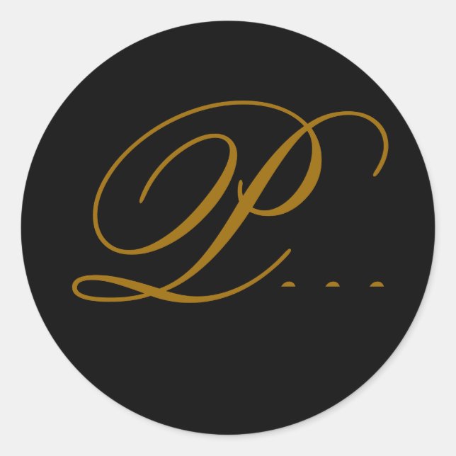 Wedding Monogram P Gold & Black Seal Sticker (Front)