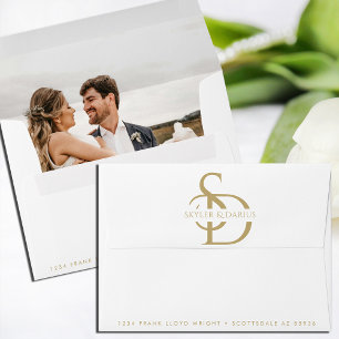 Wedding Monogram Personalized Return Address Envelope